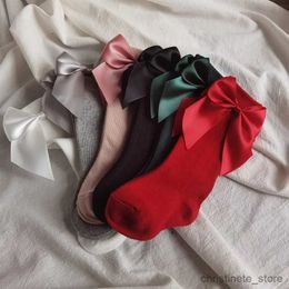 Kids Socks Baby Girls Socks Autumn Toddler Big Bow Knee High Long Soft Cute Kids Christmas Sock Cotton Red Newborn Socken For 0-5 Years R231204