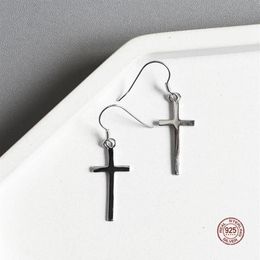 Stud Real 925 Sterling Silver 100% Simple Gothic Cross Earrings For Women Jewellery Party Ear Studs Girl Gifts OrnamentsStud224o