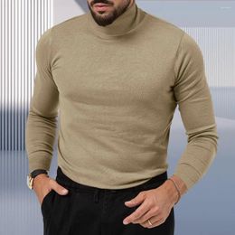 Men's Sweaters Autumn/Winter Mock Neck Sweater Men Solid Color Pullovers Man Half Turtleneck Knitwear Fashion Brand Casual Mens Clothing