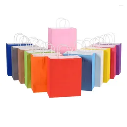 Gift Wrap 10/30/50pcs Mini Small Kraft Paper Bag With Handles Festival For Packaging Christmas Cookie Candy Shopping Bags