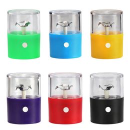 New Style Mini Smoking Colourful Plastic Electric USB Dry Herb Tobacco Grind Spice Miller Grinder Handpipes Portable Innovative Design Pipes DHL