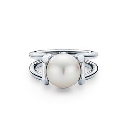 European Brand Gold Plated HardWear Ring Fashion Pearl Ring Vintage Charms Rings for Wedding Party Finger Costume Jewelry Size 6-8247z