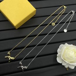 Fashion Letter Gold Silver Bow-knot Pendant Necklace Designer Jewellery Women Choker Chain Party Wedding Gift Necklace