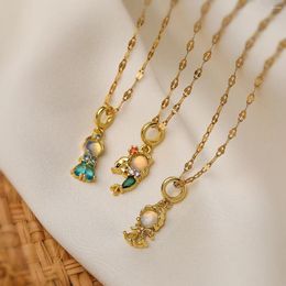 Chains Tiny Opal Crystal Princess Necklaces For Women Girls Copper Gold Plated Clavicle Chain Mermaid CZ Jewellery Party Gifts