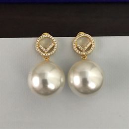 Brief Women Designers Stud Gold Earring Diamond Pearl Earrings Ear Stud Womens Designer Studs Birthday Gift Letters F 22112106318K