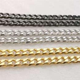 Lot 5meter in bulk 5MM black silver gold stainless steel Curb Link Chain findings Jewellery marking DIY necklace bracelet236L