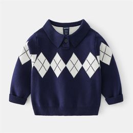 소년 폴로 스웨터 스프링 가을 코트 패션 라운드 넥 코트 탑 소년 의류 어린이 뜨개질 스웨터 2-6 y 231202