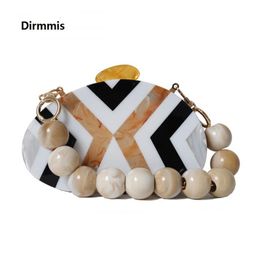 Fashion New Women Messenger Bag Wedding Handbag European Elegant Black White Striped Evening BagsAcrylic Cute Bead Casual Clutch178f