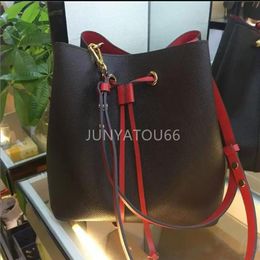 Sturdy Stylish Bucket Bag Coated Iconic Shape Drawstring Closure Women Leather Crossbody Shoulder Bags2858