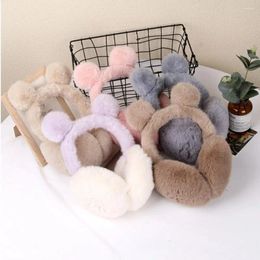 Berets Plush Winter Warm Earflaps Cute Foldable Ear Protection Fluffy Cover Cold Bear Ears Muffs Women