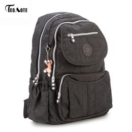 TEGAOTE Classic Big School Backpack for Teenage Girls Mochila Feminine Backpacks Women Solid Famous Nylon Casual Laptop Bagpack 21277D