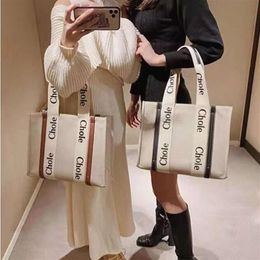 sell top home big shopping bag man women large capacity beach canvas bag leisure chlose handbag shoulder bags with initial tag237b