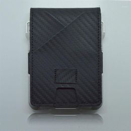 Genuine Leather Magic Wallet ID Bank Card Case Key Holder for Men Women Anti Rfid Aluminium Metal Wallets holders1272O