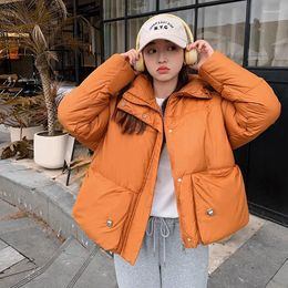 Women's Trench Coats Women Winter Jacket 2023 Warm Thick Long Sleeve Parkas Down Padded Puffer Coat Korean Loose Female Casual Outerwear