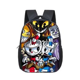 Backpack 12 Inch Game Cuphead Mugman Kindergarten Infantile Small For Kids Baby Cartoon School Bags Children Gift220Q