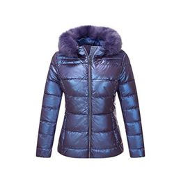 Womens Lightweight Puffer Jacket, Winter Coats for Women Warm Quilted Bubble Padded Hood Coat with Faux Fur Collar 463