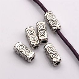 100Pcs Antique silver Alloy Swirl Rectangle Tube Spacers Beads 4 5mmx10 5mmx4 5mm For Jewelry Making Bracelet Necklace DIY Accesso215e