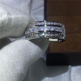 Classic Male Ring 3mm 5A Zircon stone 5A Cz Party Engagement wedding band ring for Men White gold filled Jewelry2617