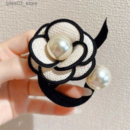 Headwear Hair Accessories 2022 Retro Camellia Hair Ties Ring Elegant Flower Head Rope Ball Elastic Rubber Band dress Woman Accessories Q231204