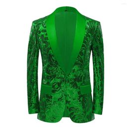 Men's Suits Sparkly Sequin Men Suit Jacket Green Red Champagne Single Button Fashion Luxury Costume Wedding Banquet Man Slim Fit Blazer Coat