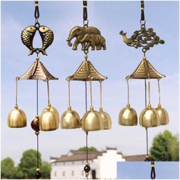 Decorative Objects & Figurines Decorative Objects Figurines Retro Wind Chimes Copper Bell Hanging Pendants Garden Decorations Outdoor Dhwmd