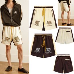 American Designer Men Beach Short Graphic Embroidery Casual Elastic Drawstring Sports Shorts Rhudes Man XL