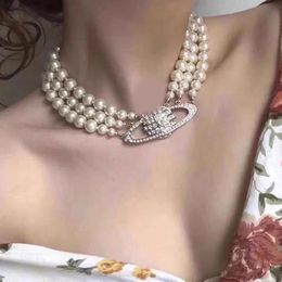 Designer Damen Diamant Perlenkette Mehrere Schichten Schlüsselbeinkette Barock Anhänger Halsketten Für Frauen Schmuck Geschenk CSG2312057-5