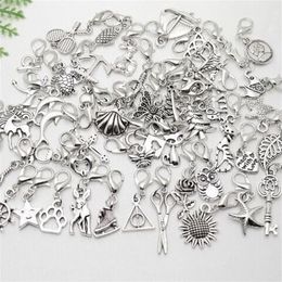 Whole - MIC IN STOCK 100 Pcs lot Mixed Charms pendant lobster Clasp Dangle For Bracelet Jewellery Making findings269Z