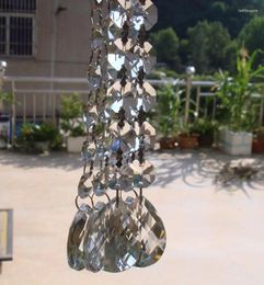 Chandelier Crystal 12pcs/lot Hanging Garland Strand With 6pcs Octagon Beads And 1pc 38mm Grid Pendent Suncatcher Wedding Home Decoration