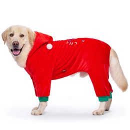 Dog Apparel Flannel Dog Jumpsuit Christmas Big Large Dog Clothes Xmas Pet Clothing Corgi Samoyed Husky Labrador Golden Retriever Dog Costume 231205