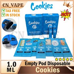 Cookies Disposable Vape Pen Device 1.0ML Pods Packaging bags D8 Rechargeable 280mah Battery E Cigarettes Vapes OEM Thick distillate Oil Vaporizer Pens Empty