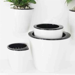 3 Pack Elegant White Plastic Self Watering Wall Planter Hanging Planter White Flower pot For Home Decoration-S M L 220F