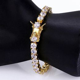 Hip Hop CZ Diamond Tennis Bracelets Charm Bangle Men Women Couple Jewellery 4mm 5mm 6mm1753