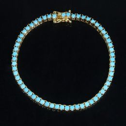 Fashion Turquoises Bracelets for Women Girl Simple Classic 3mm Blue Stone Tennis Charm Bracelet Bangle Trendy Jewelry274V