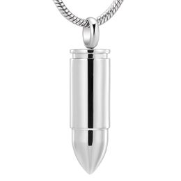 Top Polishing Bullet Urn Ash Holder Keepsake Jewellery Men Women Necklace Stainless Steel Cremation Pendants and Charms275K