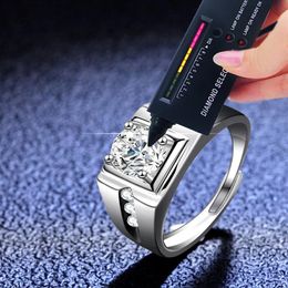 PT950 Platinum Rings For Men 1 CT Moissanite Ring Eternity Engagement Wedding Band190Q