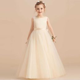 Girl's Dresses Girls Wedding Bridesmaid Dress 5-14 Years Lace Elegant Long Dress Birthday Princess Party Evening Gown Solid Children Clothing T240524
