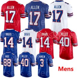 Jerseys 17 Allen 14 Diggs 88 Knox 3 Hamlin 40 Miller 11 Beasley White Blue Red Size S M L XL XXL XXXL Football Stitched