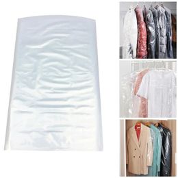 Dust Cover 50pcsLot Plastic Transparent Garment of Clothes Hanging Pocket Storage Bag Wardrobe Clothing 231204