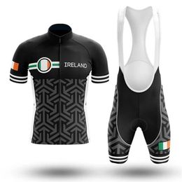 New 2022 Ireland Black Cycling team jersey 19D pad Bike shorts set quick dry Ropa Ciclismo Mens pro BICYCLING Maillot Culotte wear246R