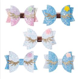 Baby Girls Sequin hair clip Sweet glitter Gold angel wings Flower Girls princess barrettes Children Fashion Butterfly Hair accesso275v