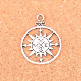 34pcs Antique Silver Plated compass Charms Pendants for European Bracelet Jewelry Making DIY Handmade 36 27mm270l