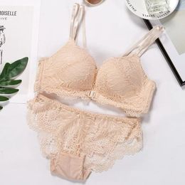 Sexy Set Upward Push Bra Set Sexy Lace Underwear Front Closed Bra and Underwear Soft Lace Women's Underwear Set ropa de mujer lenceria 231205