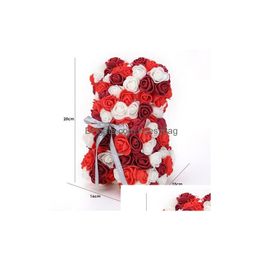 Decorative Flowers & Wreaths Valentines Day Gift 40Cm Red Rose Teddy Bear Flower Artificial Decoration Christmas Drop Delivery Home Ga Dhd0D