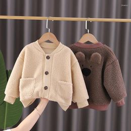 Jackets Autumn Winter 0-5 Years Baby Coat Cute Bear Back Infants Toddlers Button Open Outfit Fall Outerwear Kids Boys Girls