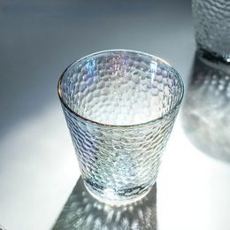 Wine Glasses 330ml Glass Water Cup Drinkware Heatresistant Transparent Gold Edged Garrafa Termica Household Hammer Pattern Tea 231205