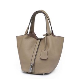 Designer Picotin Lock Bag Top layer cowhide togo vegetable basket bag 2023 Spring Summer new high capacity women's tote genuine leather carrying L8CI