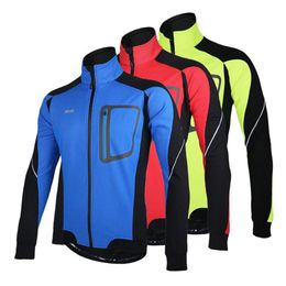 Long Sleeve Winter Warm Thermal Cycling Jacket ARSUXEO Windproof Breathable Sport Jacket Bicycle Clothing Cycling MTB Jersey2673