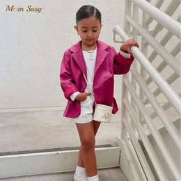 Jackets Fashion Baby Girl Suit Jacket Toddle Teen Child loose Jacket Solid Colour Spring Autumn Coat Baby Outwear Clothes 2-12Y 231205