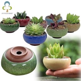 12Pcs Ice-Crack Ceramic Flower Pots Planters For Juicy Plants Mini Bonsai Pot Home Garden Decoration Succulent Plant Pots GYH Y200171G